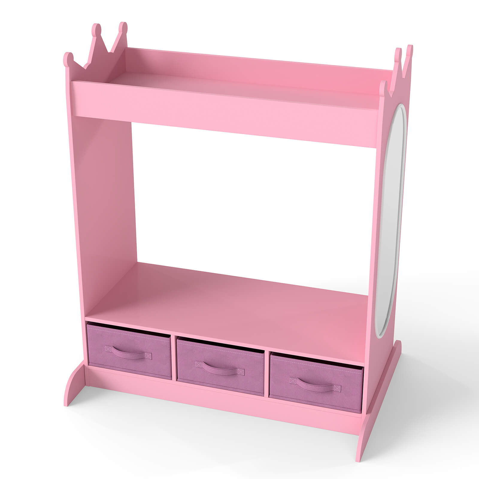 Kids Dress Up Storage with Mirror and Drawers, Kid Armoire Dresser, Pretend Storage Closet for Kids, Costume Wardrobe with Top Shelf for Playroom Bedroom
