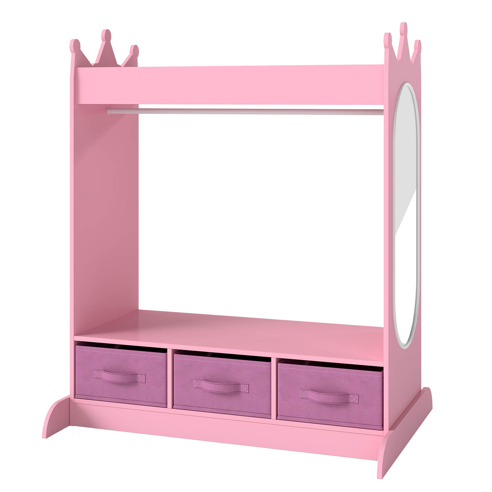 Kids Dress Up Storage with Mirror and Drawers, Kid Armoire Dresser, Pretend Storage Closet for Kids, Costume Wardrobe with Top Shelf for Playroom Bedroom
