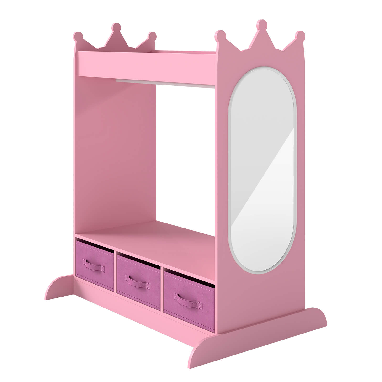 Kids Dress Up Storage with Mirror and Drawers, Kid Armoire Dresser, Pretend Storage Closet for Kids, Costume Wardrobe with Top Shelf for Playroom Bedroom