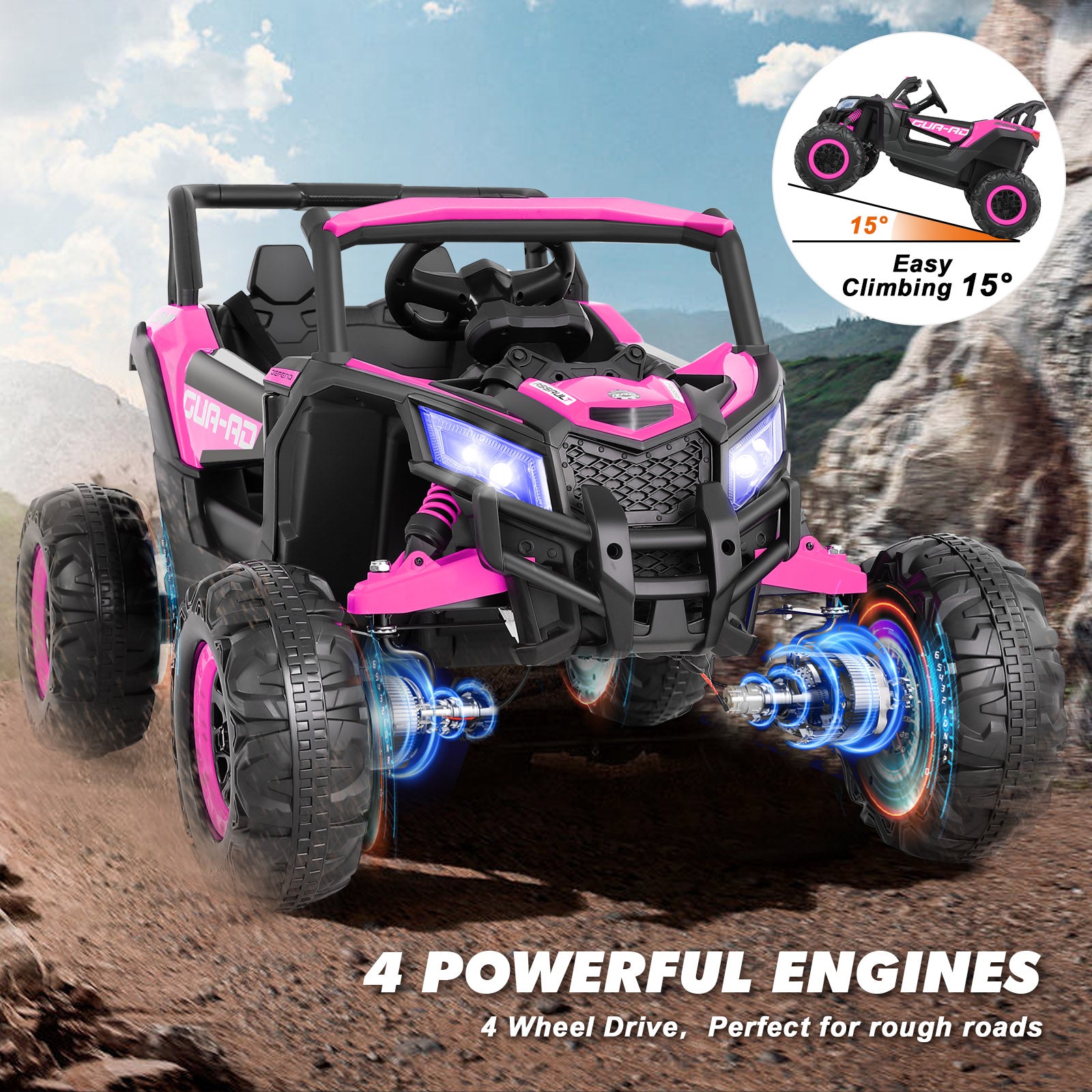 Electric Off-Road UTV for Kids, 4X4 Electric Vehicle Ride on Car