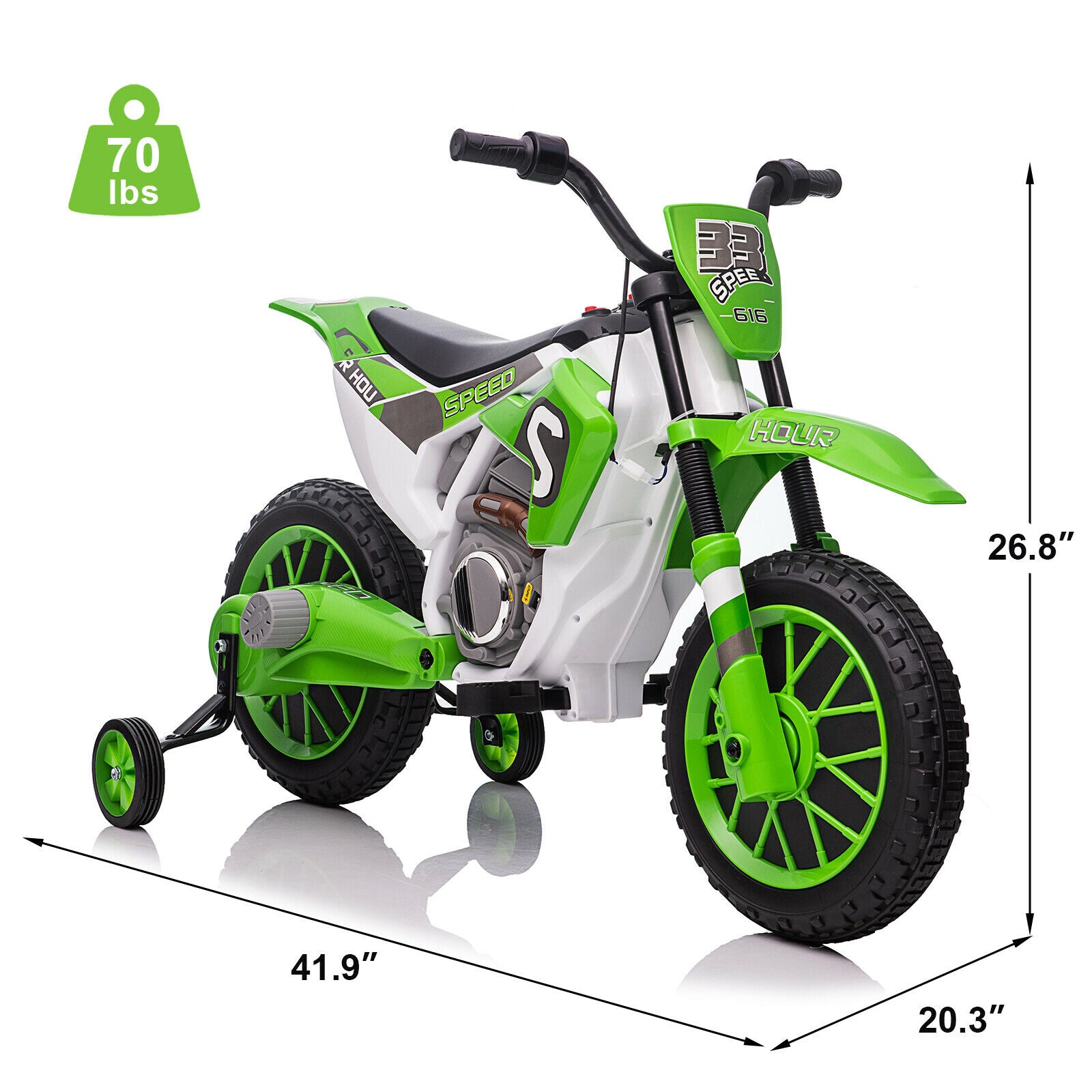 12V Kids Motorcycle Dirt Bike Battery-Powered Ride On Motorcycle for Kids