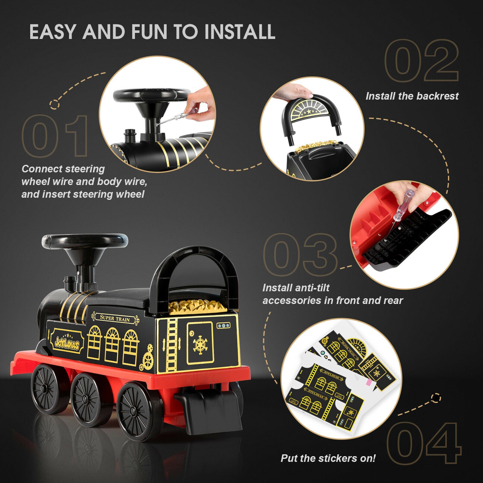 #4010 6V Ride On Train with 16pcs Curved Tracks Electric Ride On Toy Train for Kids
