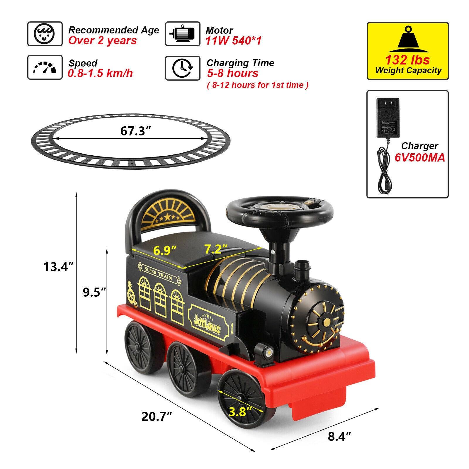 #4010 6V Ride On Train with 16pcs Curved Tracks Electric Ride On Toy Train for Kids