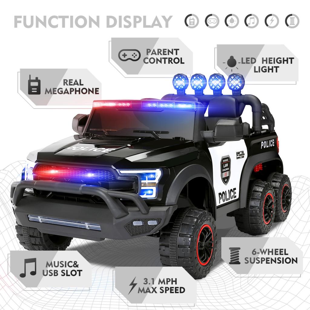 12V Kids Ride On Police Car Battery Powered Electric Cars