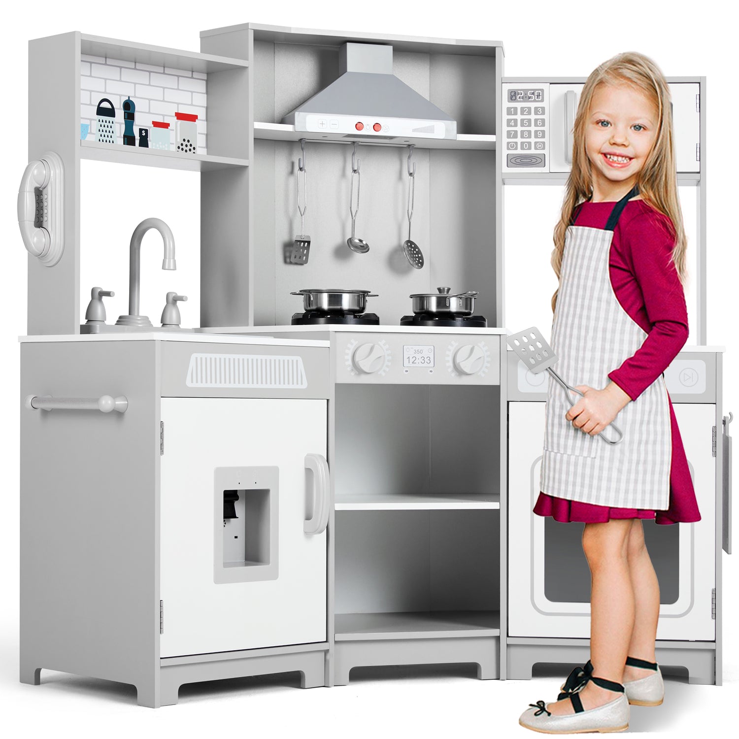 Kids Corner Wooden Pretend Toddler Kitchen Toys Ages 3+