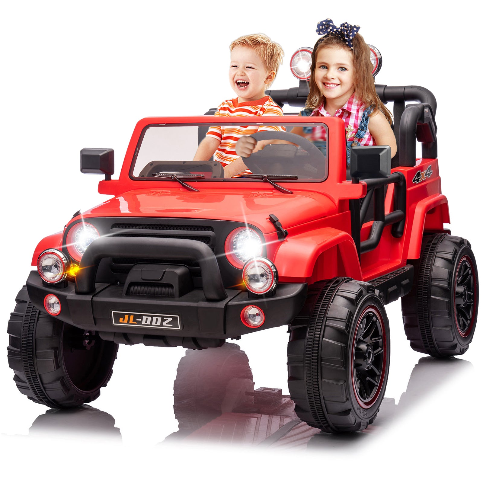 #40119 2 Seater Ride On Truck and Car Cover, 12V Children's Electric Car with Parental Remote Control, Music, Bluetooth, MP3 Player, LED Lights, Spring Suspension