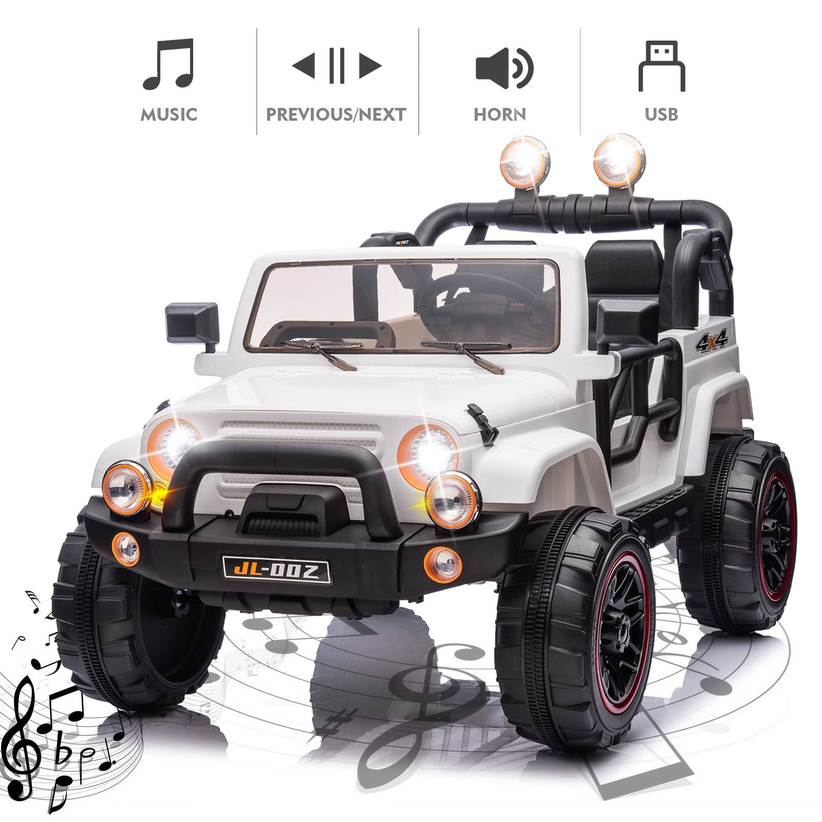 #40119 2 Seater Ride On Truck and Car Cover, 12V Children's Electric Car with Parental Remote Control, Music, Bluetooth, MP3 Player, LED Lights, Spring Suspension