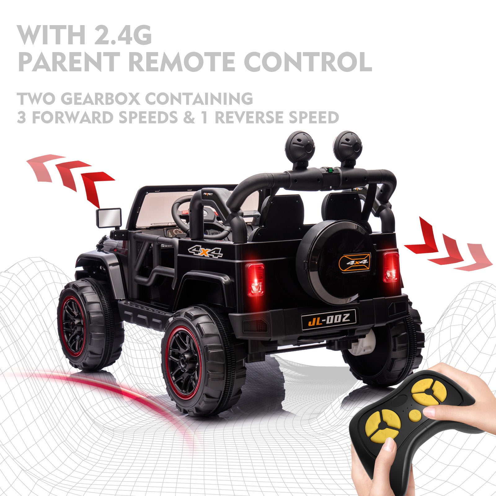 #40119 2 Seater Ride On Truck and Car Cover, 12V Children's Electric Car with Parental Remote Control, Music, Bluetooth, MP3 Player, LED Lights, Spring Suspension
