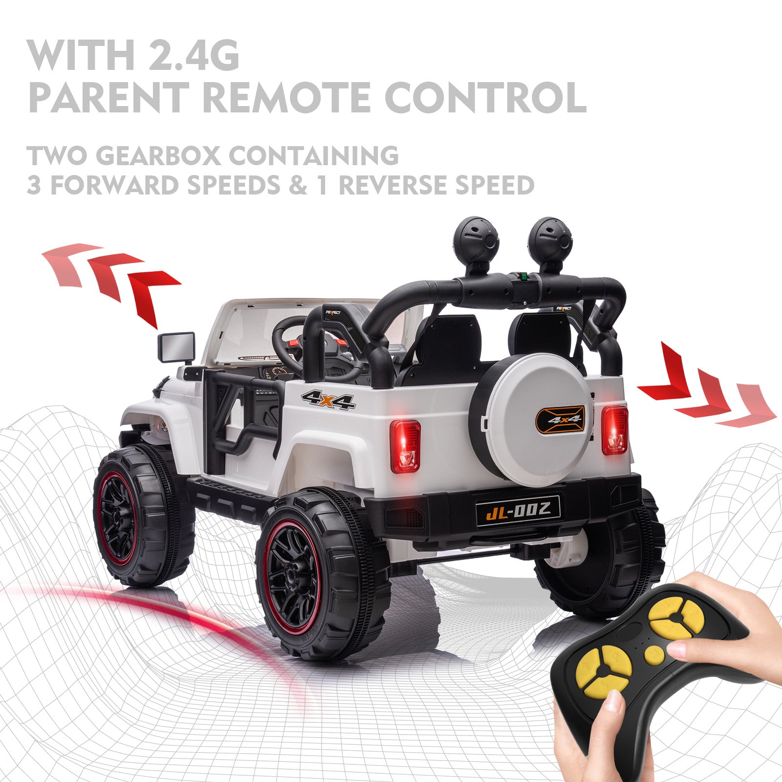 #40119 2 Seater Ride On Truck and Car Cover, 12V Children's Electric Car with Parental Remote Control, Music, Bluetooth, MP3 Player, LED Lights, Spring Suspension