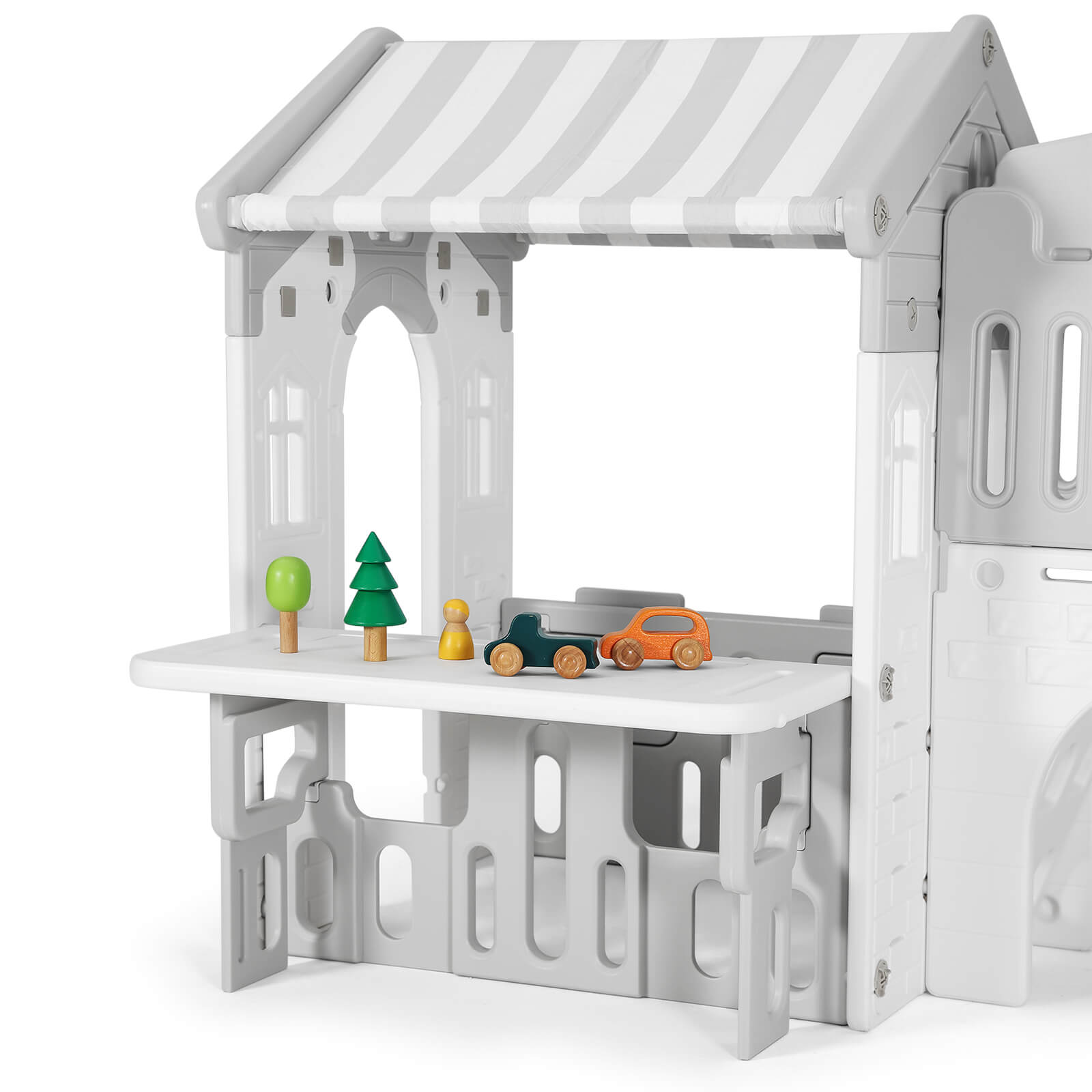 9 in 1 Toddler Slide, Freestanding Kid Climber Slide Playset, Toddler Playhouse with Slide, Basketball Hoop and Climbing Frame, Indoor Outdoor Backyard Playground Toy for Toddlers Age 1-3+