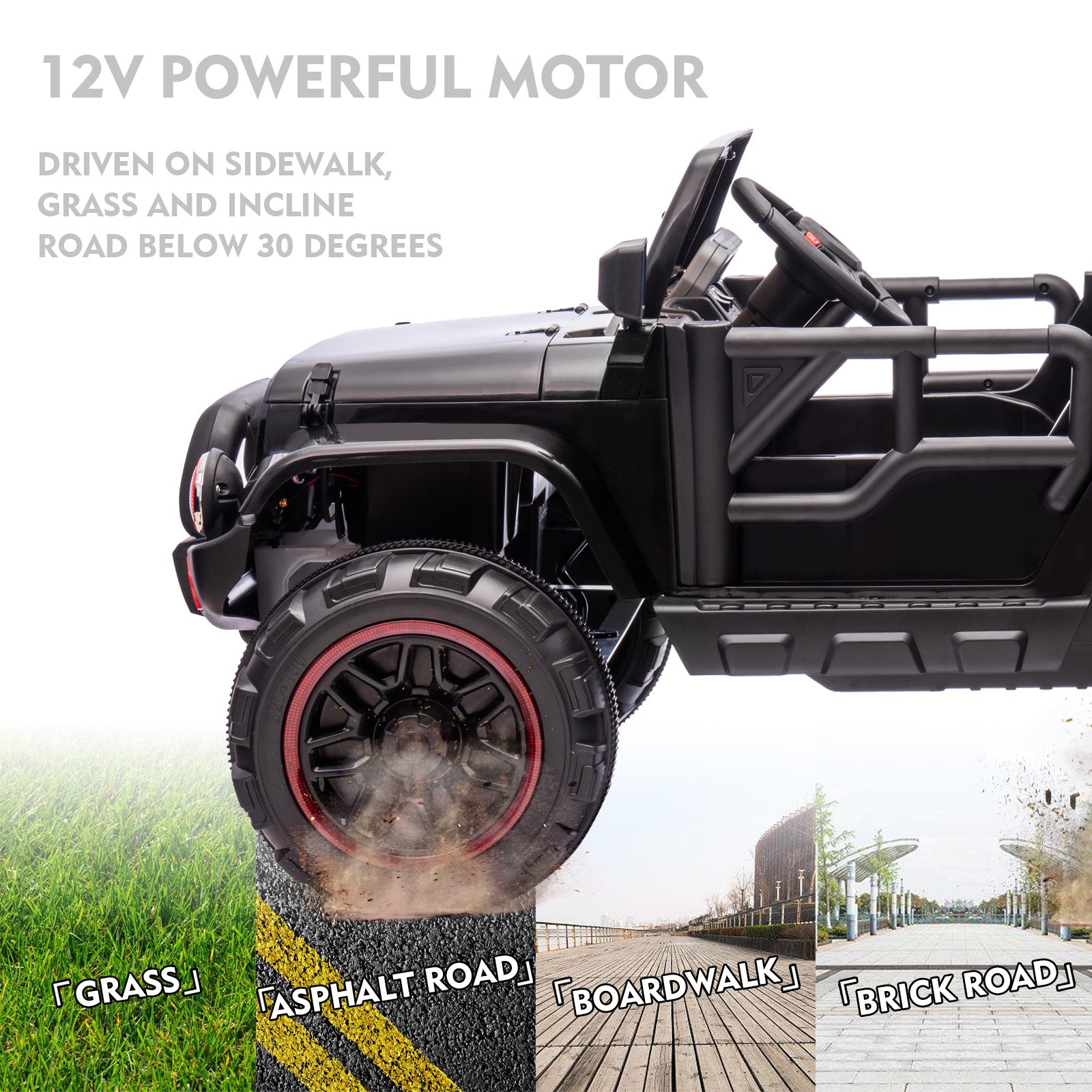 #40119 2 Seater Ride On Truck and Car Cover, 12V Children's Electric Car with Parental Remote Control, Music, Bluetooth, MP3 Player, LED Lights, Spring Suspension