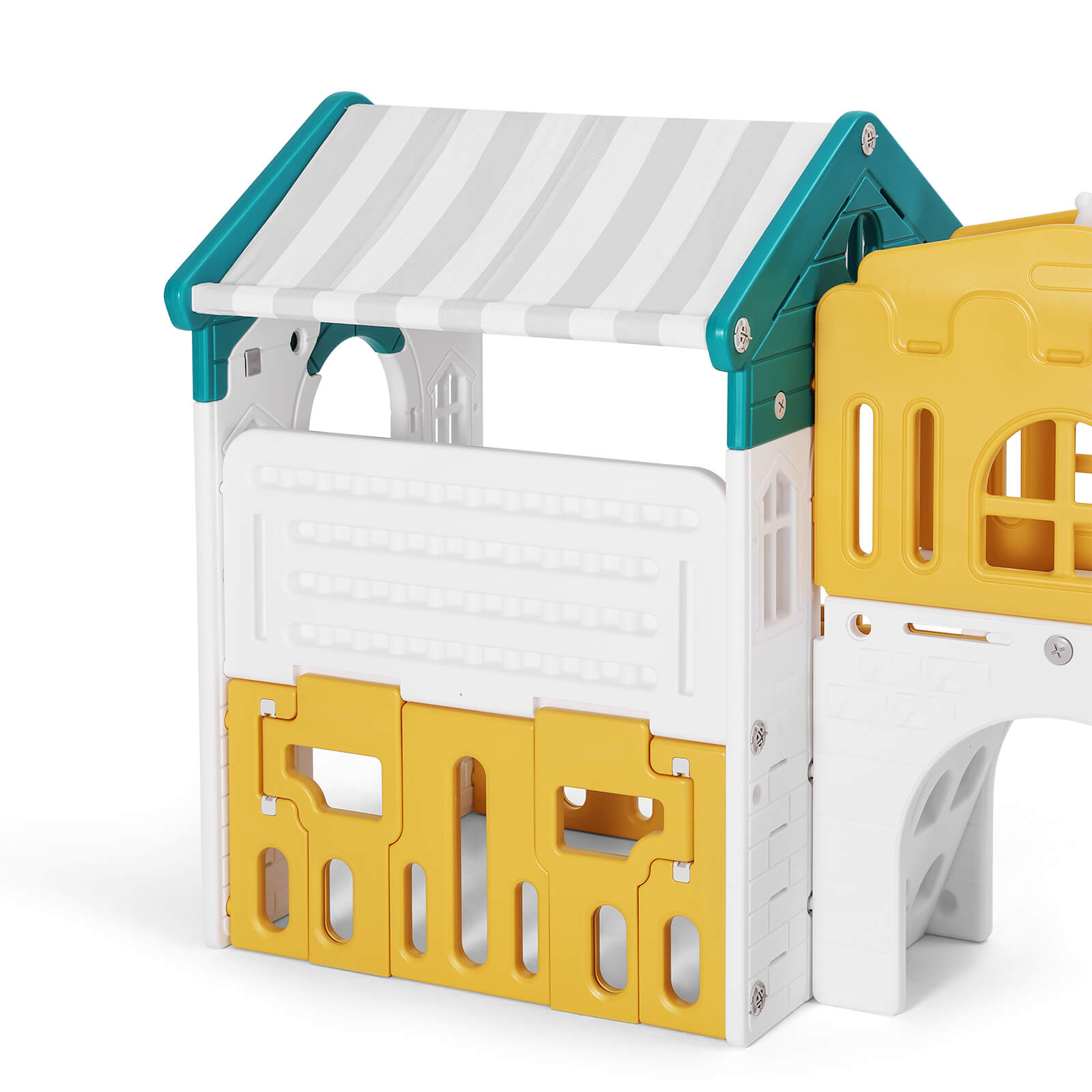 #40123 10 in 1 Toddler Slide, Freestanding Kid Climber Slide Playset, Toddler Playhouse with Slide and Swing, Basketball Hoop, Telescope, Indoor Outdoor Backyard Playground Toy for Toddlers Age 1-3+