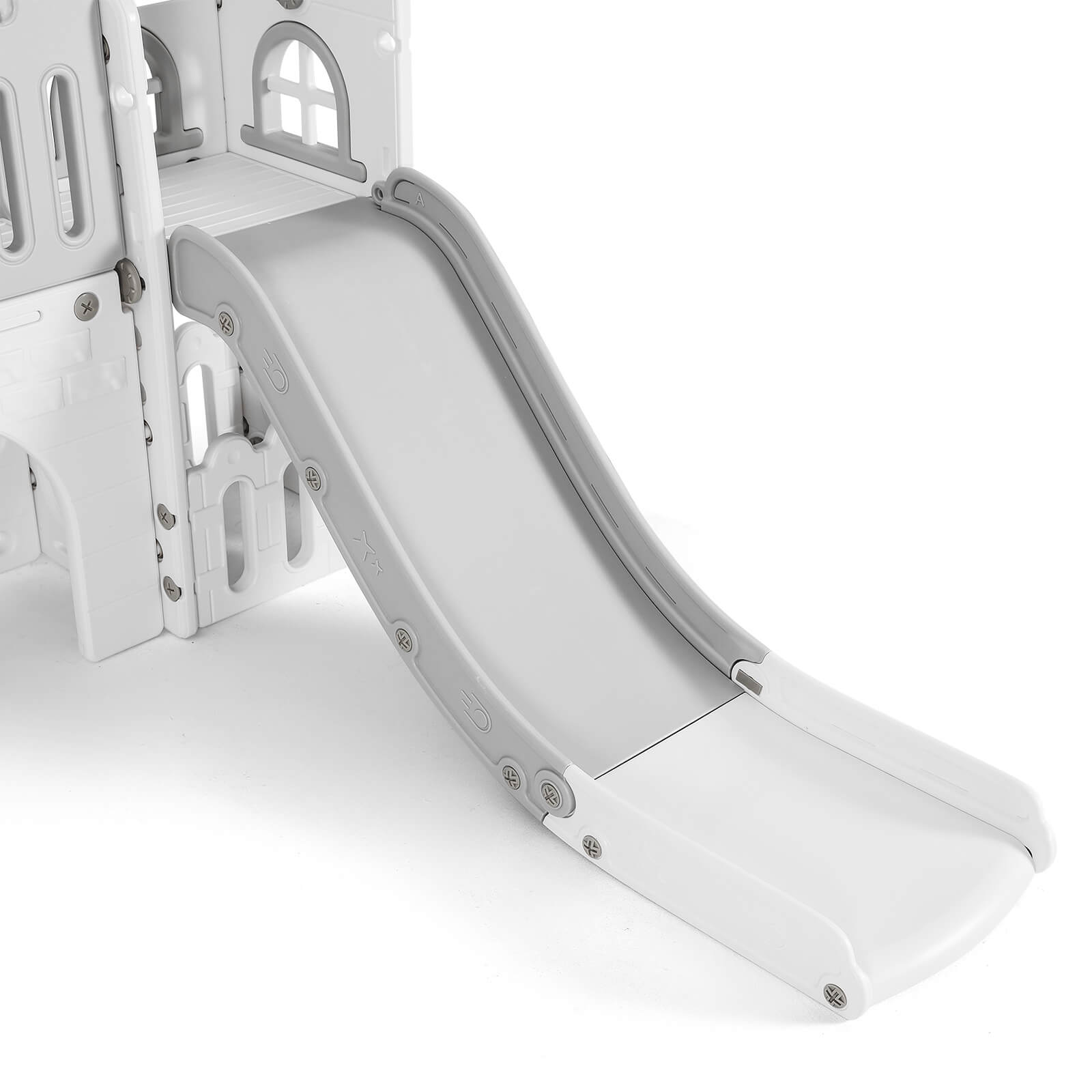 9 in 1 Toddler Slide, Freestanding Kid Climber Slide Playset, Toddler Playhouse with Slide, Basketball Hoop and Climbing Frame, Indoor Outdoor Backyard Playground Toy for Toddlers Age 1-3+