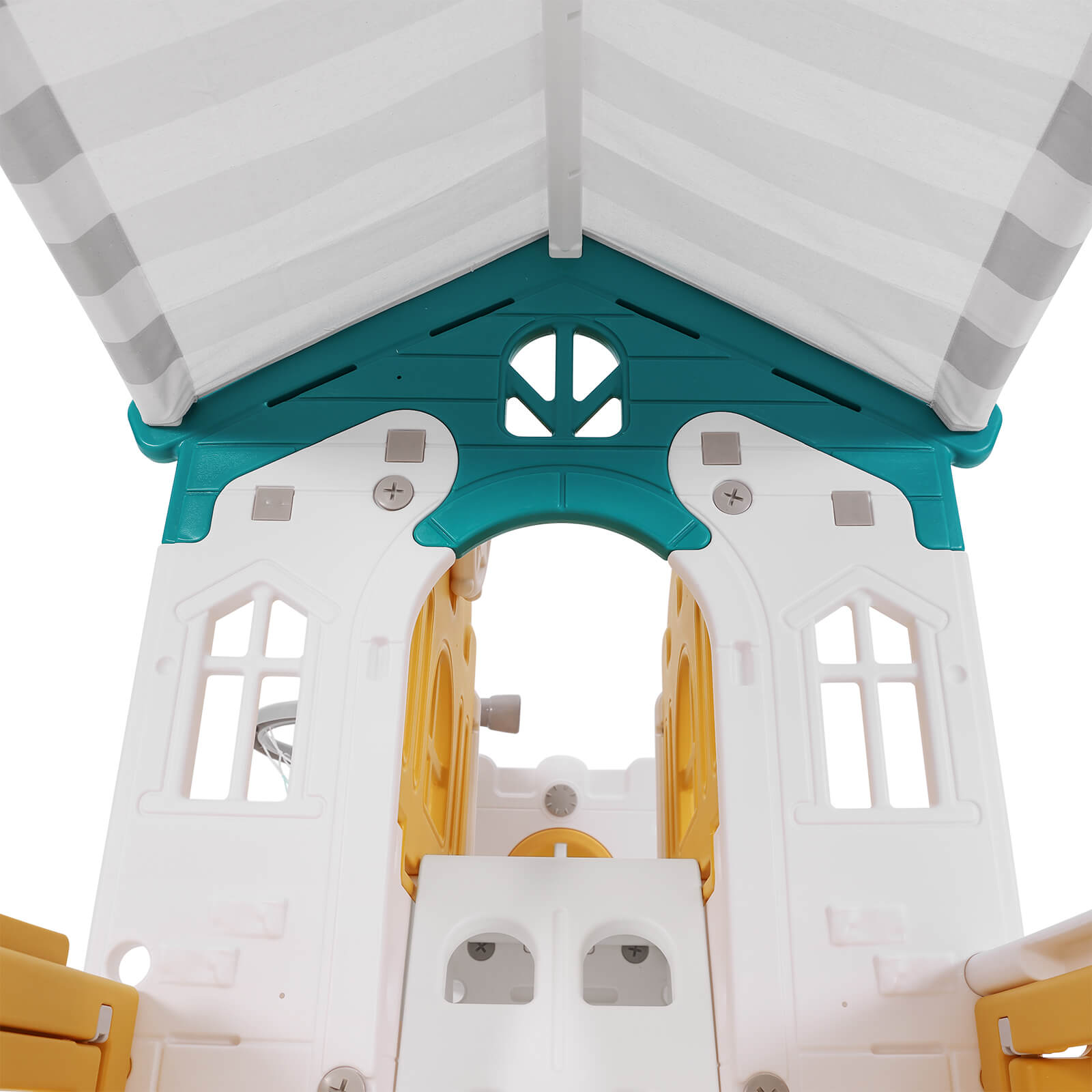 #40123 10 in 1 Toddler Slide, Freestanding Kid Climber Slide Playset, Toddler Playhouse with Slide and Swing, Basketball Hoop, Telescope, Indoor Outdoor Backyard Playground Toy for Toddlers Age 1-3+