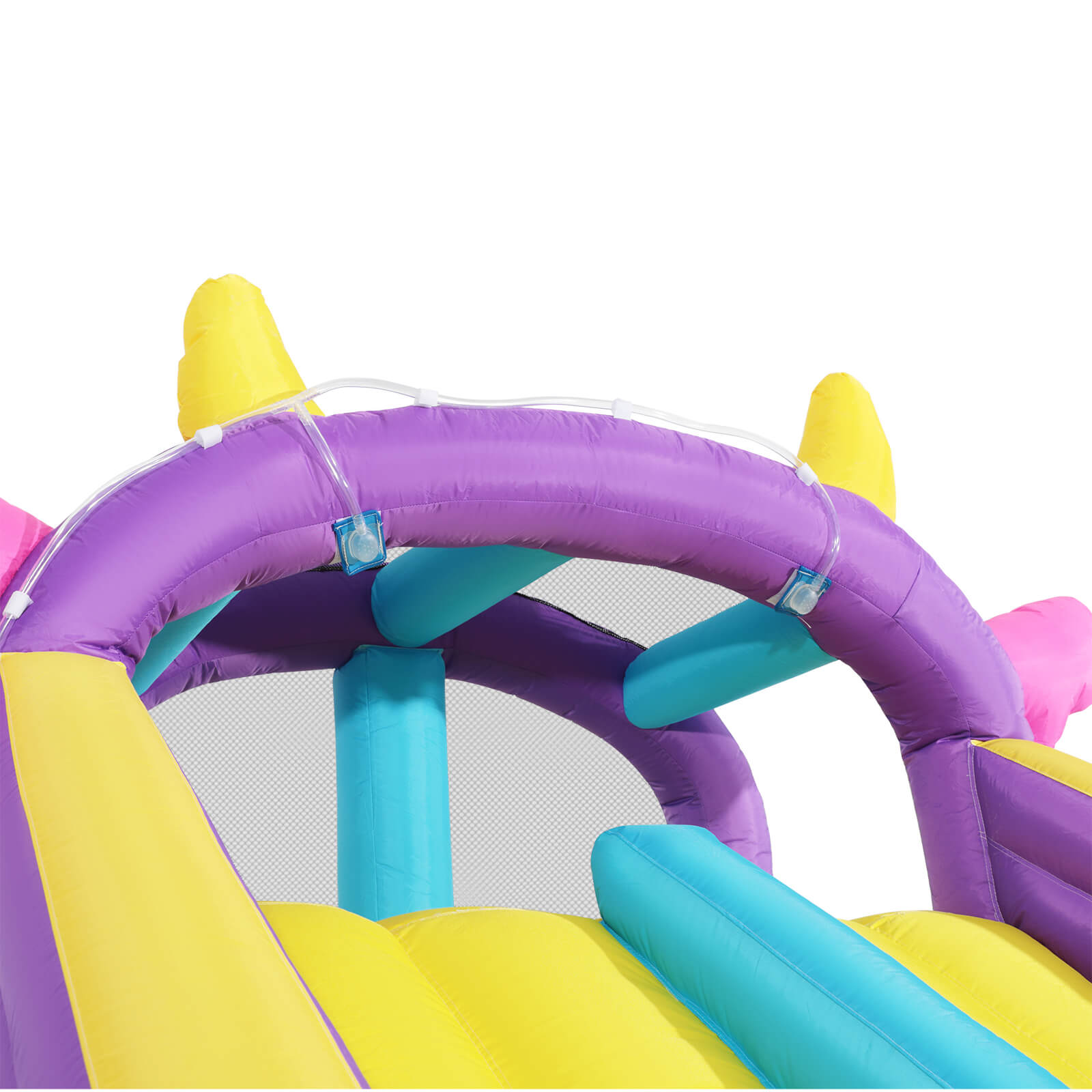 Inflatable Water Slide,Water Park Bounce House,Slide Bouncer Castle Playhouse w/Splash Pool, Climbing Wall, Ring Toss Game for Kids Birthday Party Indoor Outdoor Fun, 480W Air Blower