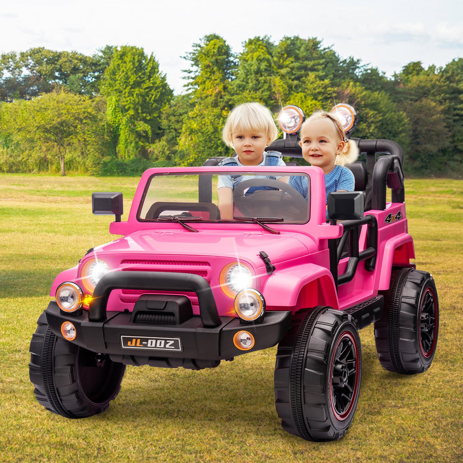 #40119 2 Seater Ride On Truck and Car Cover, 12V Children's Electric Car with Parental Remote Control, Music, Bluetooth, MP3 Player, LED Lights, Spring Suspension