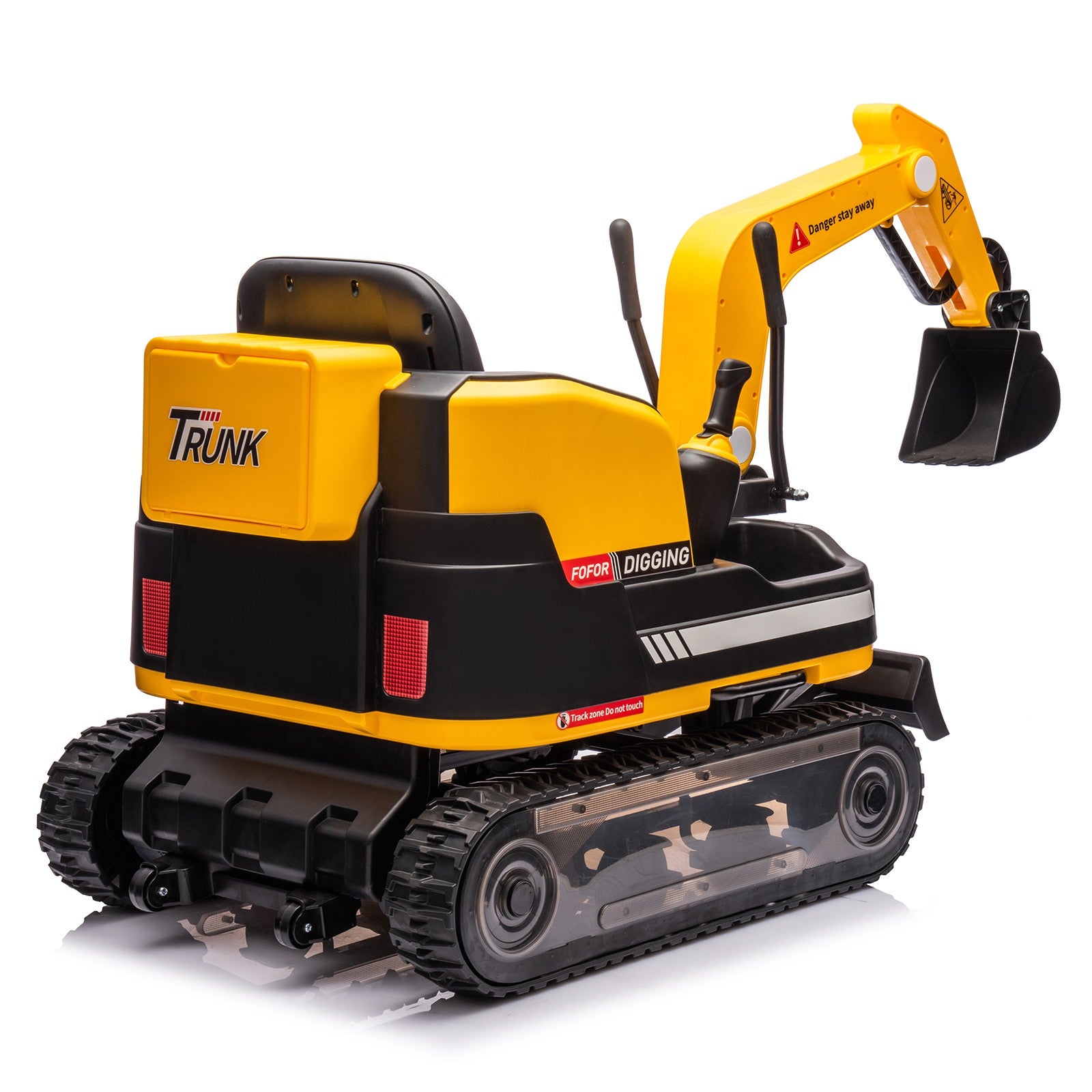 360 Degree Rotating Ride On Excavator and Bulldozer,JOYLDIAS 12V12AH Battery Powered Ride On Toy Backhoe W/Track Design Wheels for All Terrain,Remote Control,MP3,Toolbox for Kids