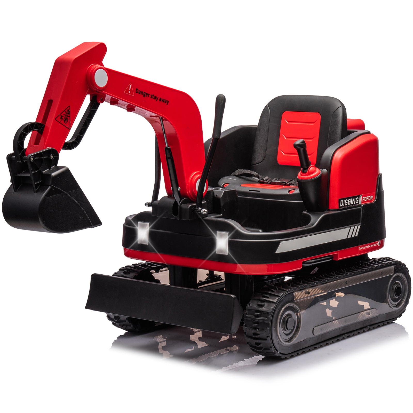 360 Degree Rotating Ride On Excavator and Bulldozer,JOYLDIAS 12V12AH Battery Powered Ride On Toy Backhoe W/Track Design Wheels for All Terrain,Remote Control,MP3,Toolbox for Kids