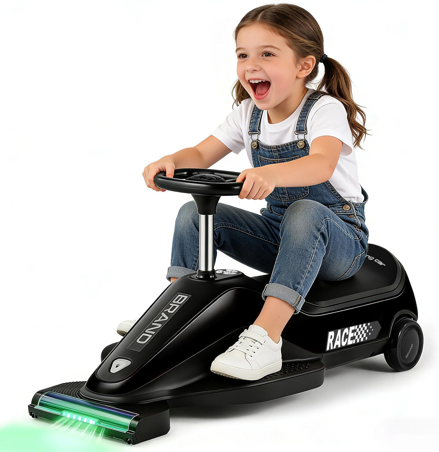 Kids Ride On Car with Vacuuming Function, 12V7AH Go Kart W/Detachable Cleaning Head Dust Box, 2 Speed 3-5km/h, Bluetooth Music, Electric Ride On Toy Car