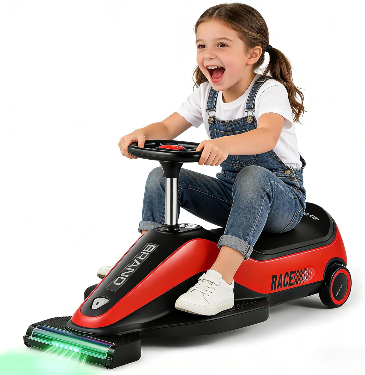 Kids Ride On Car with Vacuuming Function, 12V7AH Go Kart W/Detachable Cleaning Head Dust Box, 2 Speed 3-5km/h, Bluetooth Music, Electric Ride On Toy Car