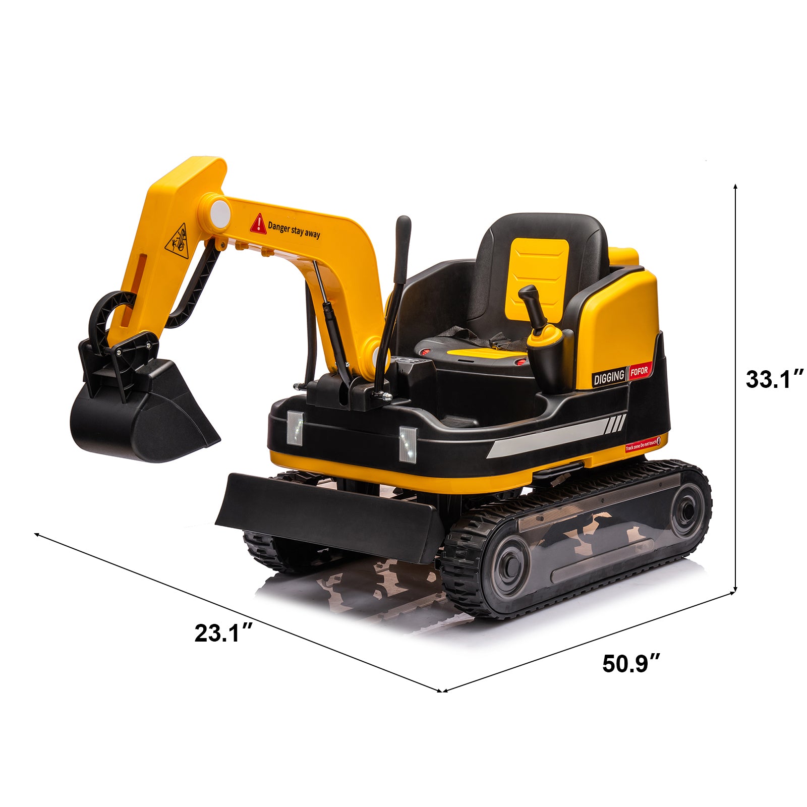 360 Degree Rotating Ride On Excavator and Bulldozer,JOYLDIAS 12V12AH Battery Powered Ride On Toy Backhoe W/Track Design Wheels for All Terrain,Remote Control,MP3,Toolbox for Kids