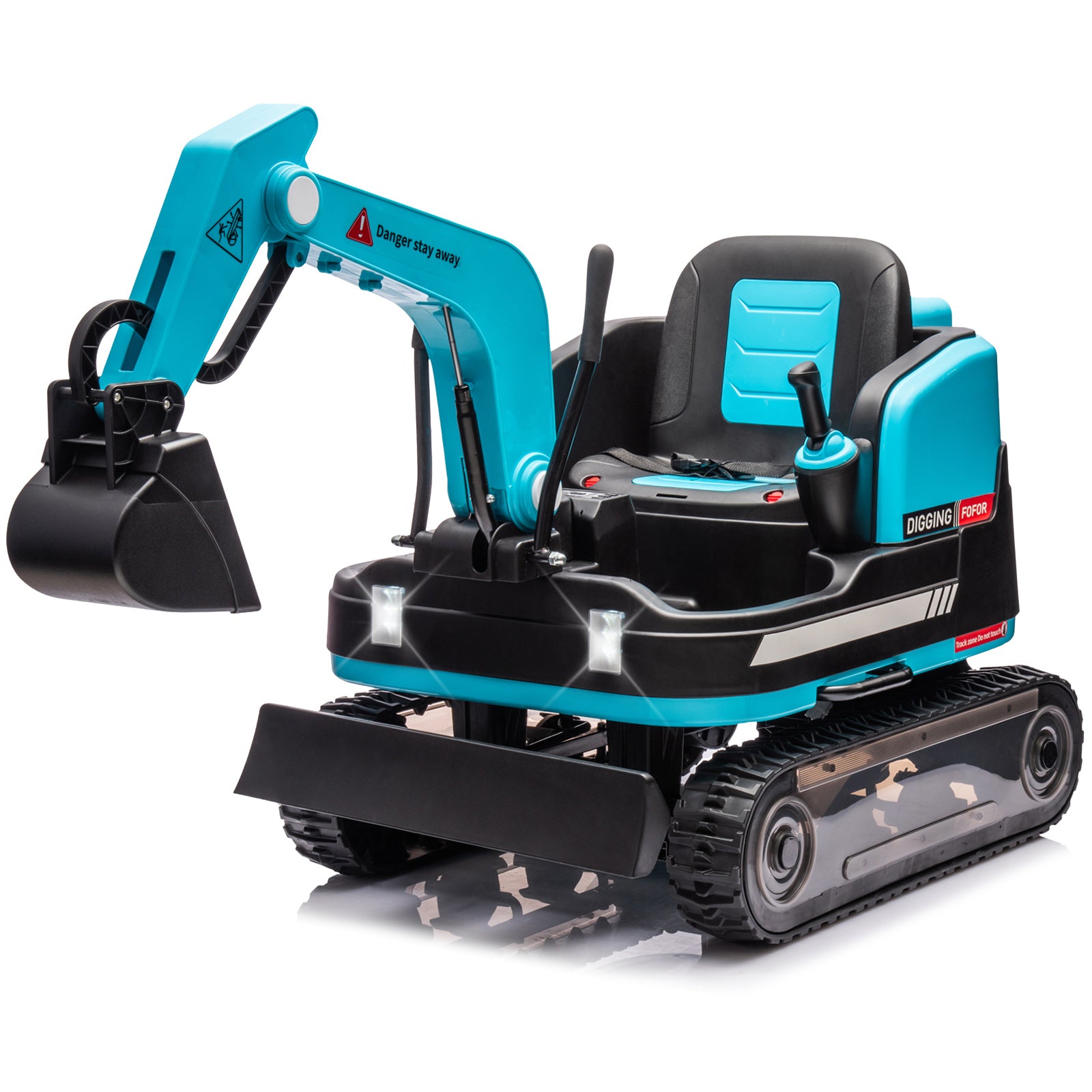 360 Degree Rotating Ride On Excavator and Bulldozer,JOYLDIAS 12V12AH Battery Powered Ride On Toy Backhoe W/Track Design Wheels for All Terrain,Remote Control,MP3,Toolbox for Kids