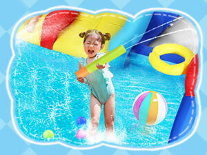 Inflatable Water Slide Bounce House, Double Slide Bouncer Castle Playhouse w/Splash Pool,Jump Area, Climbing Wall,Basketball Hoop, Water Balls, 550W Air Blower for Kids Birthday Party, Indoor Outdoor