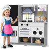 Kids Play Kitchen Set, Pretend Wooden Kid Kitchen Playset Toy Kitchen w/Sound and Light, Oven, Ice Maker, Blackboard & Recycling Bin, Toddler Kitchen for Kids Ages 3+