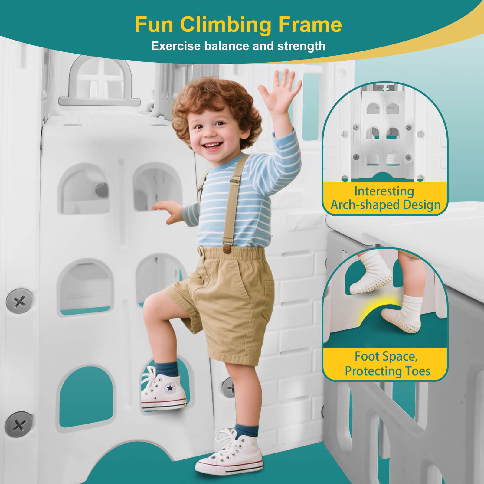 #40123 10 in 1 Toddler Slide, Freestanding Kid Climber Slide Playset, Toddler Playhouse with Slide and Swing, Basketball Hoop, Telescope, Indoor Outdoor Backyard Playground Toy for Toddlers Age 1-3+