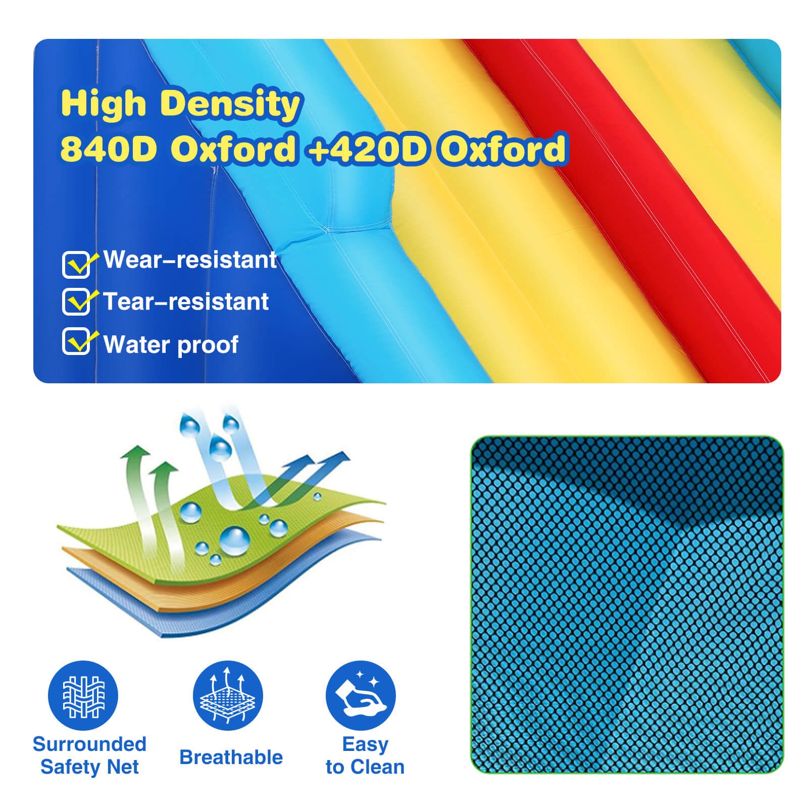 Inflatable Water Slide Bounce House, Double Slide Bouncer Castle Playhouse w/Splash Pool,Jump Area, Climbing Wall,Basketball Hoop, Water Balls, 550W Air Blower for Kids Birthday Party, Indoor Outdoor