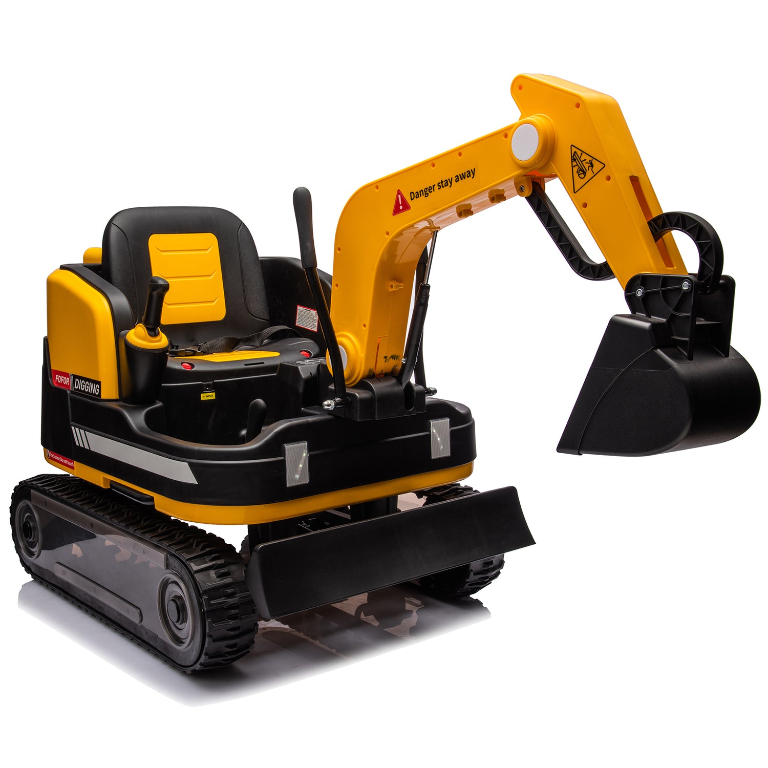 360 Degree Rotating Ride On Excavator and Bulldozer,JOYLDIAS 12V12AH Battery Powered Ride On Toy Backhoe W/Track Design Wheels for All Terrain,Remote Control,MP3,Toolbox for Kids