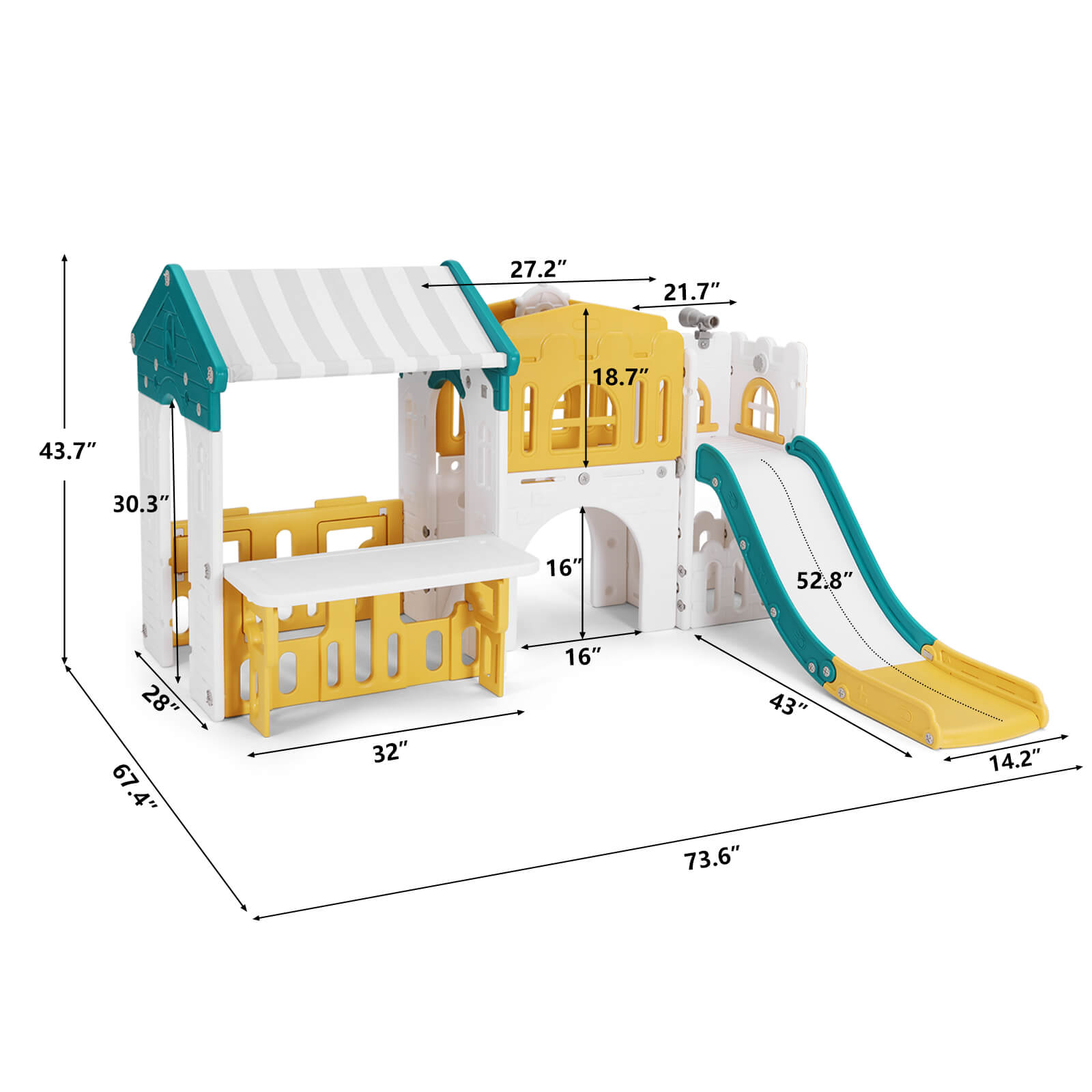 9 in 1 Toddler Slide, Freestanding Kid Climber Slide Playset, Toddler Playhouse with Slide, Basketball Hoop and Climbing Frame, Indoor Outdoor Backyard Playground Toy for Toddlers Age 1-3+