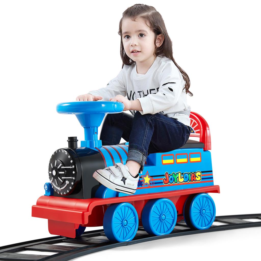 6V Ride On Train with 16pcs Curved Tracks Electric Ride On Toy Train